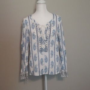 Victoria's Secret Blue Paisley Linen Studded Top